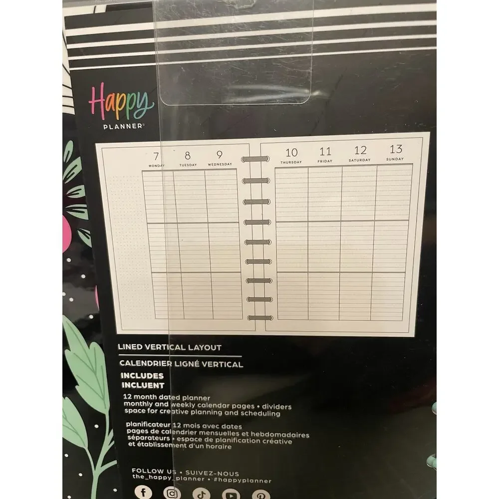Happy Planner Classic Tiny Florals Lined Vertical Layout 12 Mo 9 Disc Size